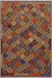 Retro Turkish Kilim Brain Hand-Woven Wool Rug - 5'0'' x 6'5''