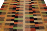 Flat Weave Kilim Antique Navaho Vintage handmade Modern Kilim Rust Gold Hand-Woven Rectangle 100% Wool Area Rug 6x8 