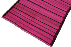 Flat Weave Kilim Antique Navaho Vintage handmade Modern Kilim Pink Purple Hand-Woven Rectangle 100% Wool Area Rug 5x7 