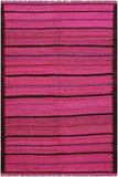 Flat Weave Kilim Antique Navaho Vintage handmade Modern Kilim Pink Purple Hand-Woven Rectangle 100% Wool Area Rug 5x7 