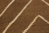 Flat Weave Kilim Antique Navaho Vintage handmade Modern Kilim Brown Ivory Hand-Woven Rectangle 100% Wool Area Rug 4x7 