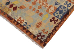 Flat Weave Kilim Antique Navaho Vintage handmade Geometric Kilim Rust Tan Hand-Woven Rectangle 100% Wool Area Rug 5x7 