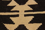 Flat Weave Kilim Antique Navaho Vintage handmade Modern Kilim Brown Black Hand-Woven Rectangle 100% Wool Area Rug 7x10 