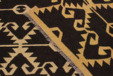 Flat Weave Kilim Antique Navaho Vintage handmade Modern Kilim Brown Black Hand-Woven Rectangle 100% Wool Area Rug 7x10 