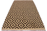 Flat Weave Kilim Antique Navaho Vintage handmade Modern Kilim Beige Brown Hand-Woven Rectangle 100% Wool Area Rug 4x7 