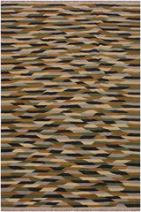 Flat Weave Kilim Antique Navaho Vintage handmade Modern Kilim Beige Green Hand-Woven Rectangle 100% Wool Area Rug 6x8 