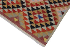 Flat Weave Kilim Antique Navaho Vintage handmade Modern Kilim Pink Rust Hand-Woven Rectangle 100% Wool Area Rug 5x7 