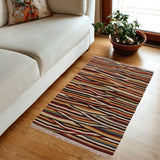 Handmade Geometric Kilim Tan Blue Hand-Woven Rectangle 100% Wool Area Rug 3 X 4