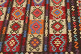 Flat Weave Kilim Antique Navaho Vintage handmade Geometric Kilim Brown Rust Hand-Woven Rectangle 100% Wool Area Rug 8x10 