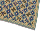 Flat Weave Kilim Antique Navaho Vintage handmade Modern Kilim Beige Blue Hand-Woven Rectangle 100% Wool Area Rug 7x10 