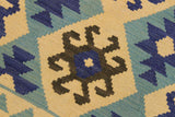 Flat Weave Kilim Antique Navaho Vintage handmade Modern Kilim Beige Blue Hand-Woven Rectangle 100% Wool Area Rug 7x10 