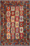 Flat Weave Kilim Antique Navaho Vintage handmade Geometric Kilim Brown Rust Hand-Woven Rectangle 100% Wool Area Rug 9x10 