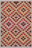 Flat Weave Kilim Antique Navaho Vintage handmade Modern Kilim Gray Red Hand-Woven Rectangle 100% Wool Area Rug 5x6 