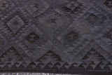 Flat Weave Kilim Antique Navaho Vintage handmade Geometric Kilim Gray Brown Hand-Woven Rectangle 100% Wool Area Rug 6x8 