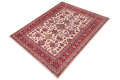 handmade Geometric Super Kazak Beige Red Hand Knotted RECTANGLE 100% WOOL area rug 8 x 10