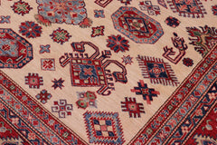 handmade Geometric Super Kazak Beige Red Hand Knotted RECTANGLE 100% WOOL area rug 8 x 10