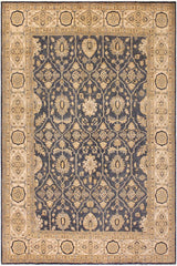 handmade Traditional Kafkaz Bluish Gray Ivory Hand Knotted RECTANGLE 100% WOOL area rug 8 x 10