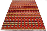 Flat Weave Kilim Antique Navaho Vintage handmade Modern Kilim Rust Beige Hand-Woven Rectangle 100% Wool Area Rug 5x6 