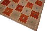 Flat Weave Kilim Antique Navaho Vintage handmade Modern Kilim Brown Beige Hand-Woven Rectangle 100% Wool Area Rug 8x10 