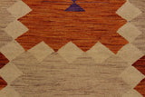 Flat Weave Kilim Antique Navaho Vintage handmade Modern Kilim Brown Beige Hand-Woven Rectangle 100% Wool Area Rug 8x10 