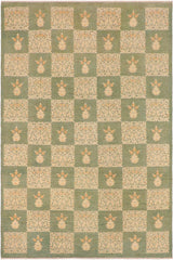 handmade Transitional Kafkaz Green Beige Hand Knotted RECTANGLE 100% WOOL area rug 10 x 13