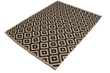 Flat Weave Kilim Antique Navaho Vintage handmade Modern Kilim Beige Black Hand-Woven Rectangle 100% Wool Area Rug 7x10 