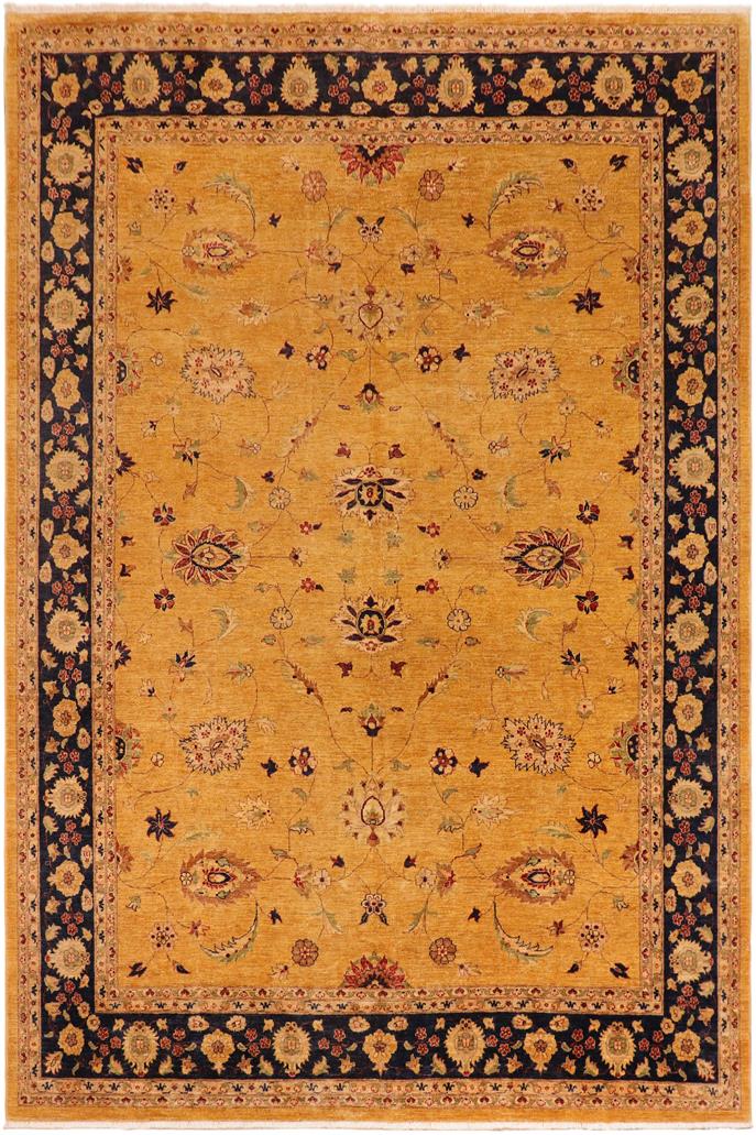 handmade Traditional Kafkaz Gold Blue Hand Knotted RECTANGLE 100% WOOL area rug 10 x 13