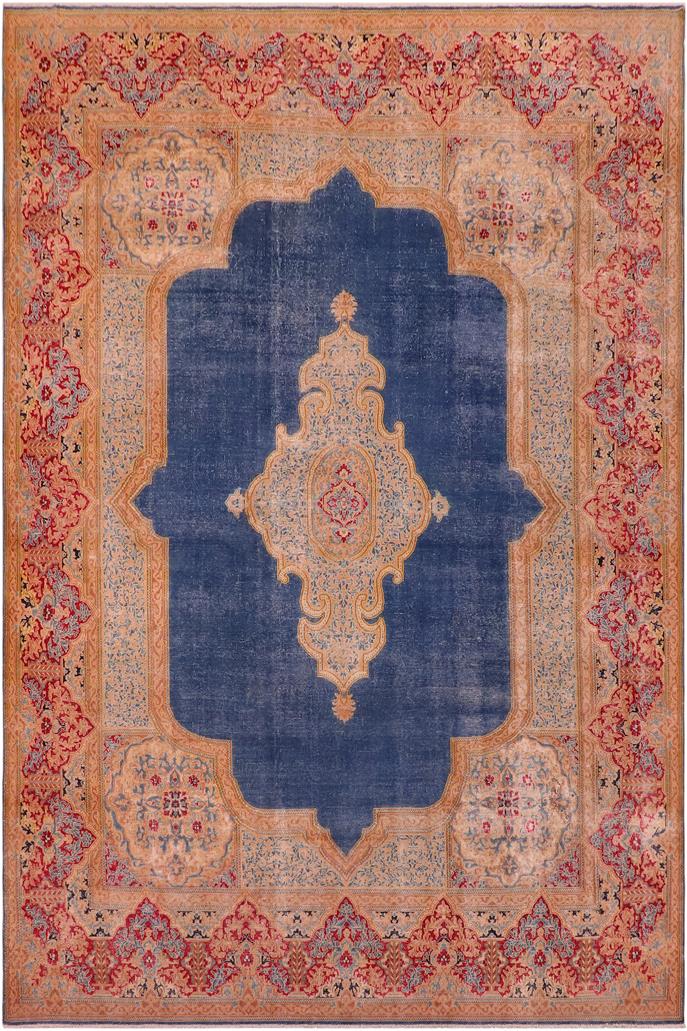 handmade Vintage Vintage Blue Pink Hand Knotted RECTANGLE 100% WOOL area rug 10 x 14