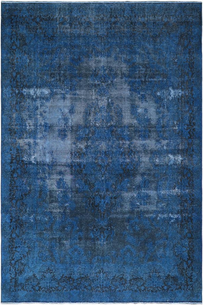 handmade Vintage Vintage Blue Black Hand Knotted RECTANGLE 100% WOOL area rug 10x13