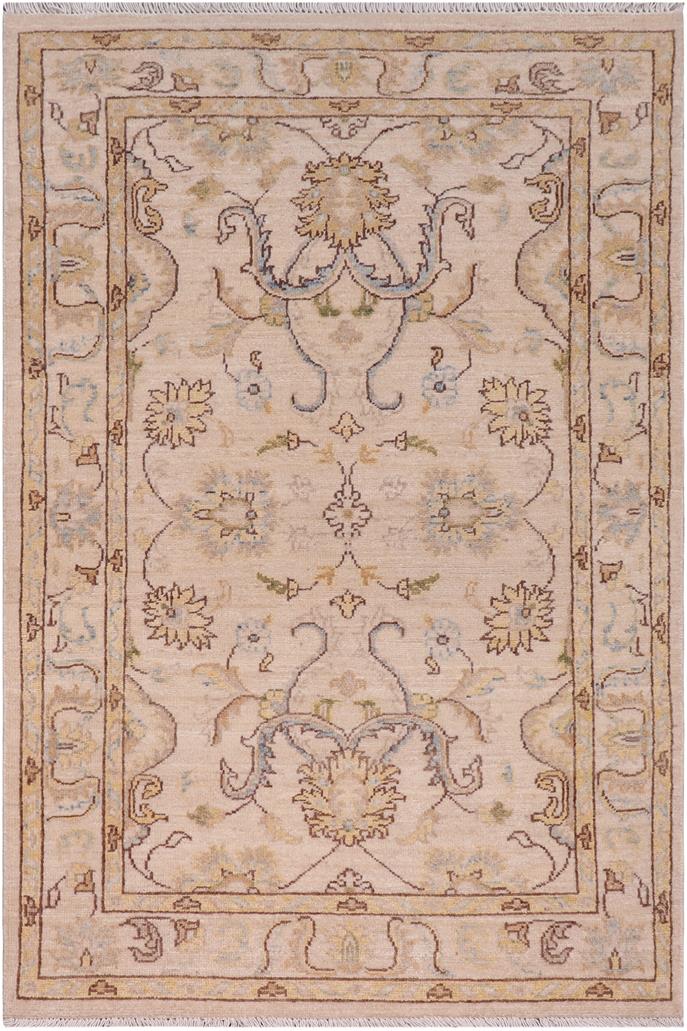 handmade Traditional Kafkaz Ivory Gold Hand Knotted RECTANGLE 100% WOOL area rug 3 x 5