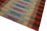 Flat Weave Kilim Antique Navaho Vintage handmade Modern Kilim Blue Rust Hand-Woven Rectangle 100% Wool Area Rug 8x10 