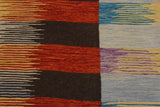 Flat Weave Kilim Antique Navaho Vintage handmade Modern Kilim Blue Rust Hand-Woven Rectangle 100% Wool Area Rug 8x10 