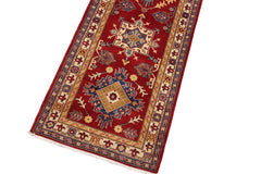 handmade Traditional Kazak Red Ivory Hand Knotted RUNNER 100% WOOL area rug 2x10