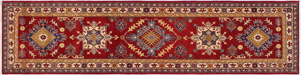 handmade Traditional Kazak Red Ivory Hand Knotted RUNNER 100% WOOL area rug 2x10