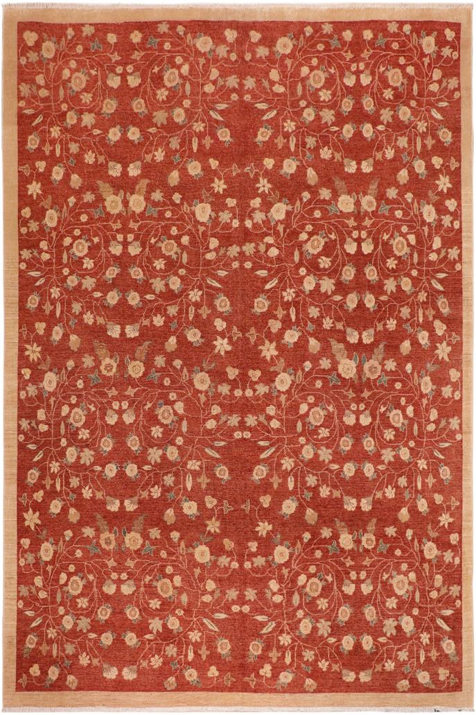 handmade Modern Kafkaz Red Tan Hand Knotted RECTANGLE 100% WOOL area rug 10 x 13