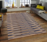 Flat Weave Kilim Antique Navaho Vintage handmade Modern Kilim Beige Blue Hand-Woven Rectangle 100% Wool Area Rug 6x9 