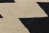 Flat Weave Kilim Antique Navaho Vintage handmade Modern Kilim Ivory Black Hand-Woven Rectangle 100% Wool Area Rug 8x10 