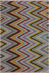 Flat Weave Kilim Antique Navaho Vintage handmade Modern Kilim Lt. Blue Red Hand-Woven Rectangle 100% Wool Area Rug 5x7 