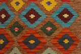 Flat Weave Kilim Antique Navaho Vintage handmade Modern Kilim Brown Pink Hand-Woven Rectangle 100% Wool Area Rug 5x6 