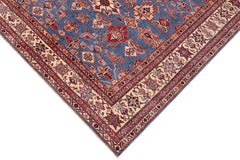 handmade Geometric Super Kazak Lt. Blue Ivory Hand Knotted RECTANGLE 100% WOOL area rug 6 x 9