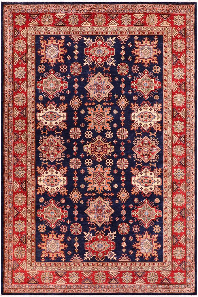 handmade Geometric Super Kazak Blue Red Hand Knotted RECTANGLE 100% WOOL area rug 8 x 10