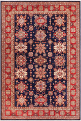 handmade Geometric Super Kazak Blue Red Hand Knotted RECTANGLE 100% WOOL area rug 8 x 10