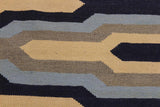 Flat Weave Kilim Antique Navaho Vintage handmade Modern Kilim Ivory Blue Hand-Woven Rectangle 100% Wool Area Rug 8x10 