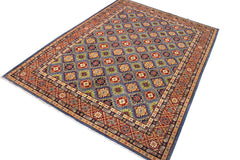 handmade Geometric Kazak Light Blue Red Hand Knotted RECTANGLE 100% WOOL area rug 10x14