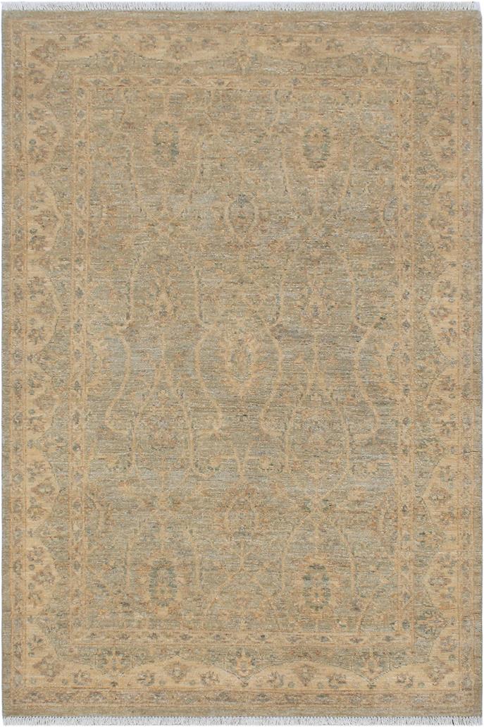 handmade Traditional Kafkaz Gray Beige Hand Knotted RECTANGLE 100% WOOL area rug 4 x 6