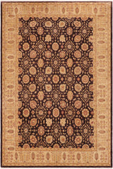 handmade Traditional Kafkaz Aubergine Beige Hand Knotted RECTANGLE 100% WOOL area rug 10 x 14