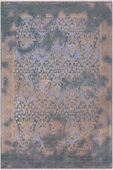 handmade Transitional Kafkaz Teal Blue Hand Knotted RECTANGLE WOOL&SILK area rug 8 x 10