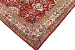 handmade Geometric Super Kazak Red Beige Hand Knotted RECTANGLE 100% WOOL area rug 9 x 12