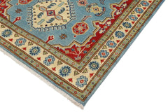 handmade Geometric Kazak Blue Beige Hand Knotted RECTANGLE 100% WOOL area rug 3x5