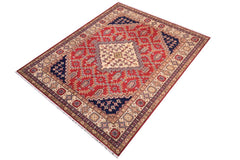 handmade Geometric Kazak Red Beige Hand Knotted RECTANGLE 100% WOOL area rug 6x8